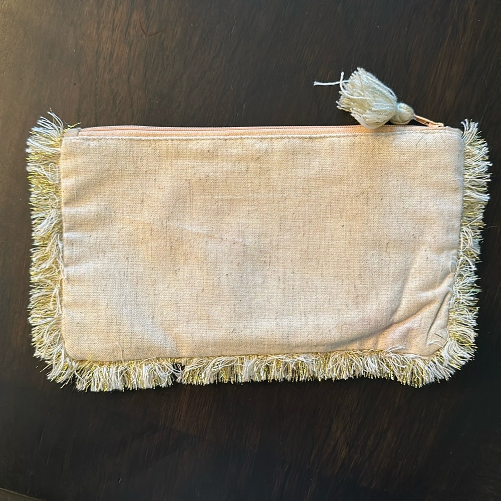 Handmade Beaded Linen Accessory Pouch - Picture 2 of 4